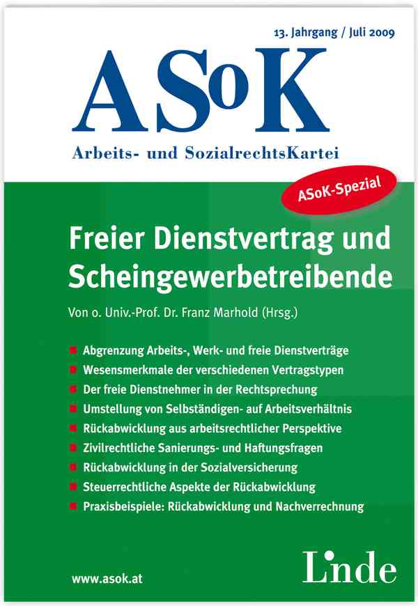ASoK-Spezial Freier Dienstvertrag und Scheingewerbetreibende
