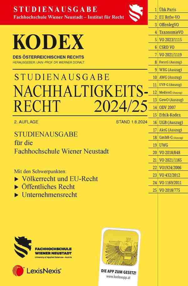 Kodex Nachhaltigkeitsrecht 2024/25 Studienausgabe