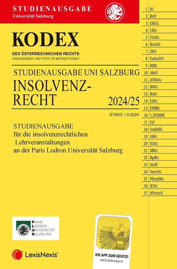 Kodex Insolvenzrecht Salzburg 2024/25 Studienausgabe