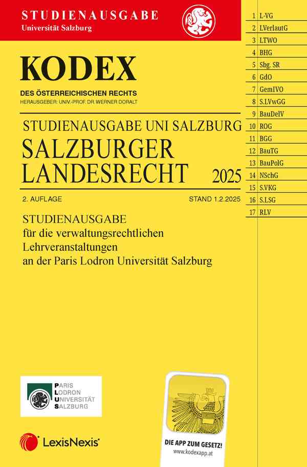 Kodex Salzburger Landesrecht 2025 Studienausgabe