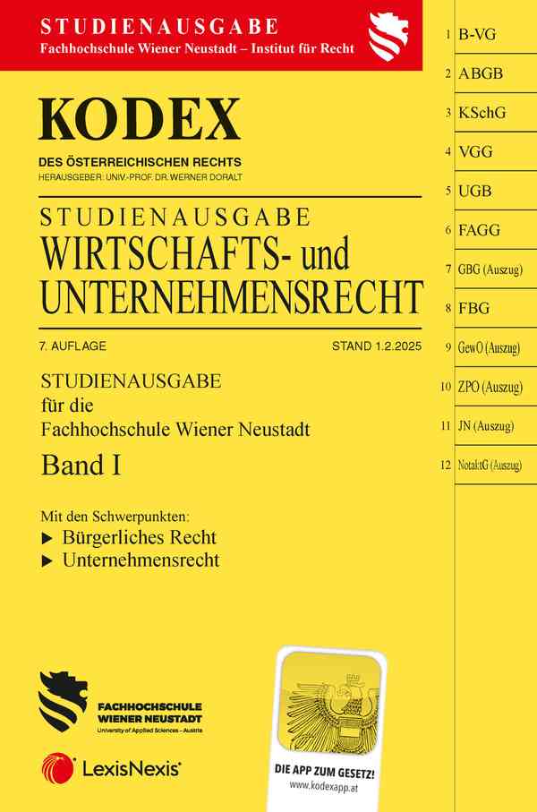 Kodex Wirtschafts- und Unternehmensrecht Band I Studienausgabe