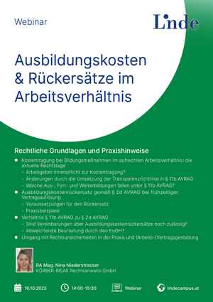 Ausbildungskosten & Rückersätze im Arbeitsverhältnis