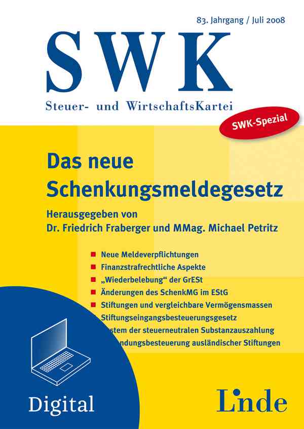 SWK-Spezial Das neue Schenkungsmeldegesetz