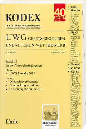KODEX UWG Gesetz gegen den unlauteren Wettbewerb 2019/20