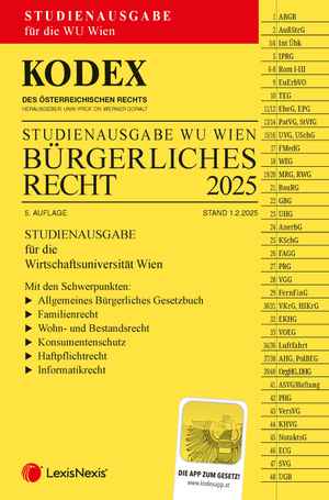 Kodex Bürgerliches Recht für die WU 2025 Studienausgabe