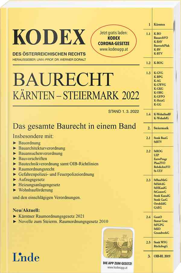 KODEX Baurecht Kärnten - Steiermark 2022