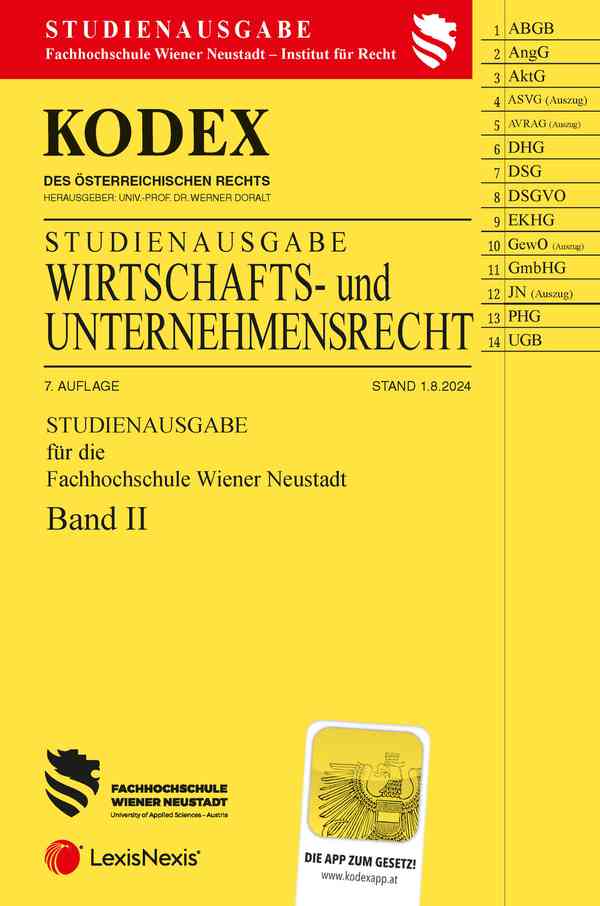 Kodex Wirtschafts- und Unternehmensrecht Band II Studienausgabe