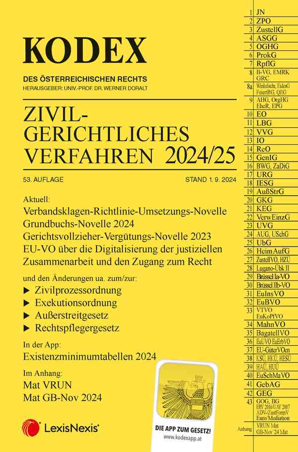Kodex Zivilgerichtliches Verfahren 2024/25
