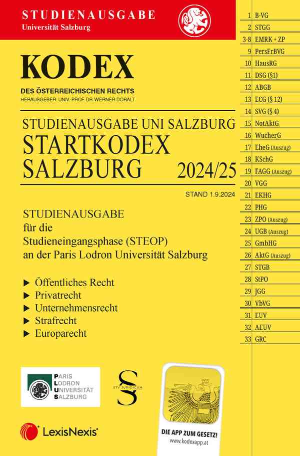Kodex Startkodex Salzburg 2024/25 Studienausgabe