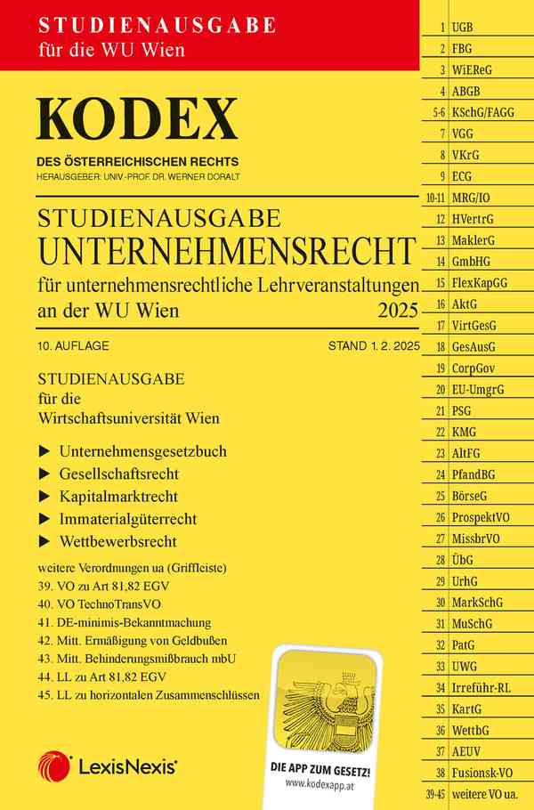Kodex Unternehmensrecht Studienausgabe 2025