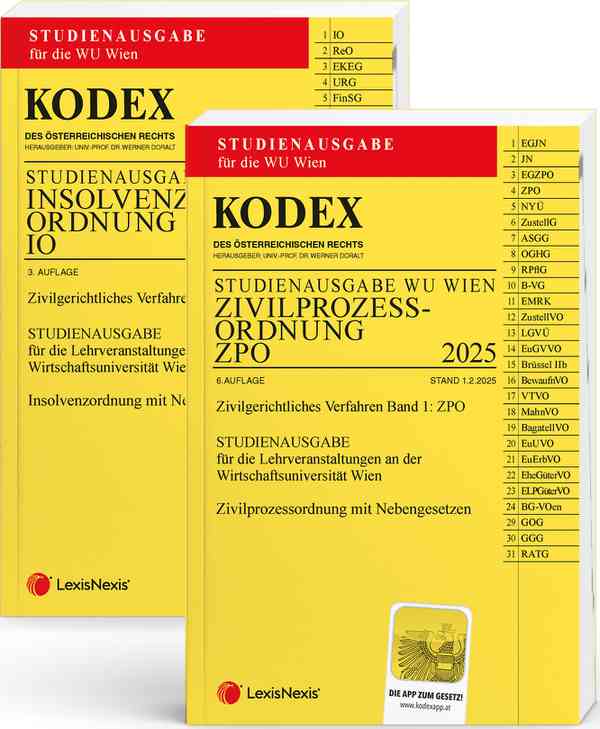 Kodex ZPO IO für die WU 2025 Studienausgabe