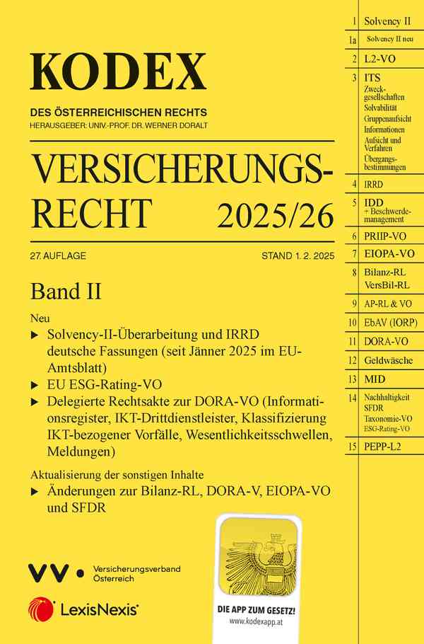 Kodex Versicherungsrecht 2025/26 Band II