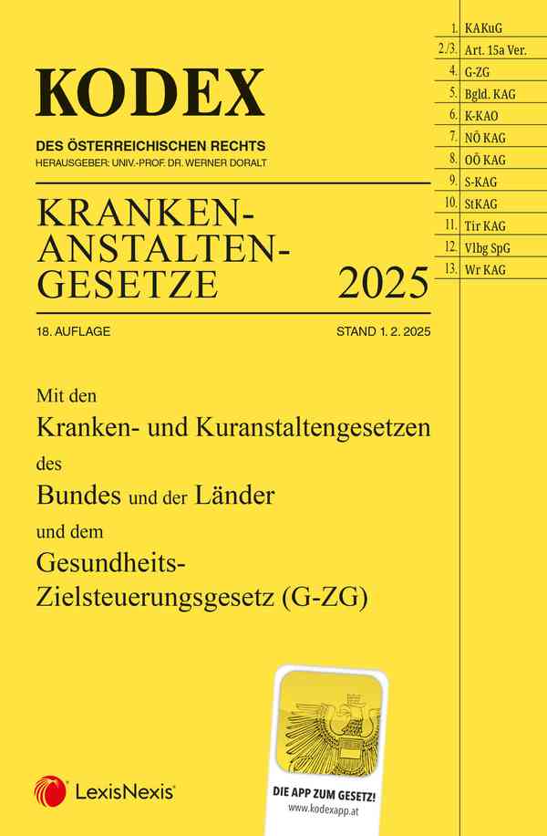 Kodex Krankenanstaltengesetze 2025
