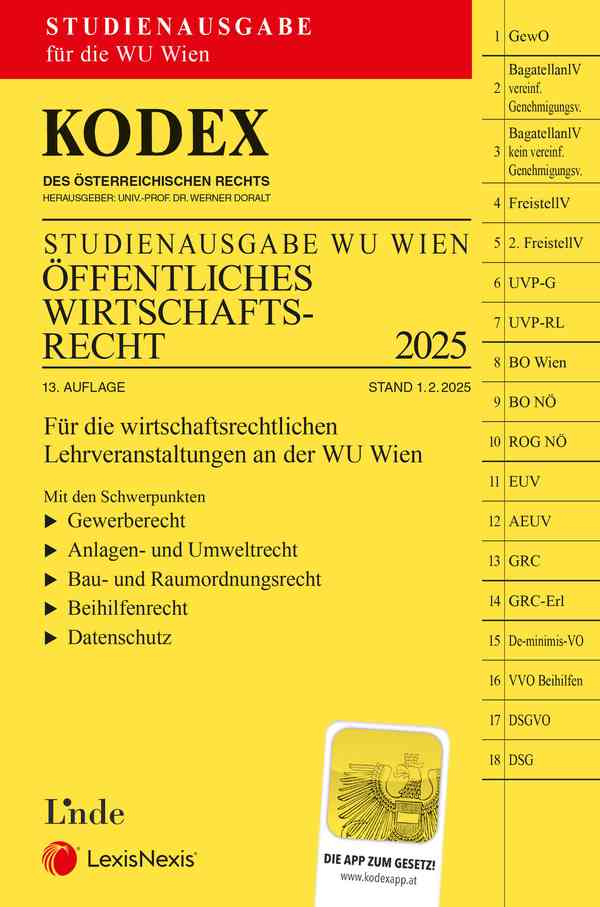 Kodex Öffentliches Wirtschaftsrecht 2025 Studienausgabe