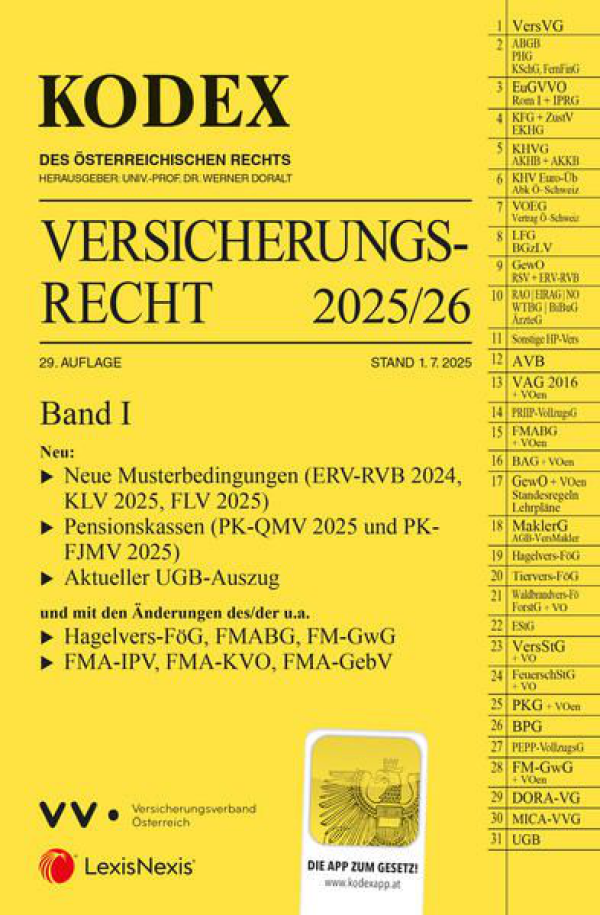 Kodex Versicherungsrecht 2025/26 Band I