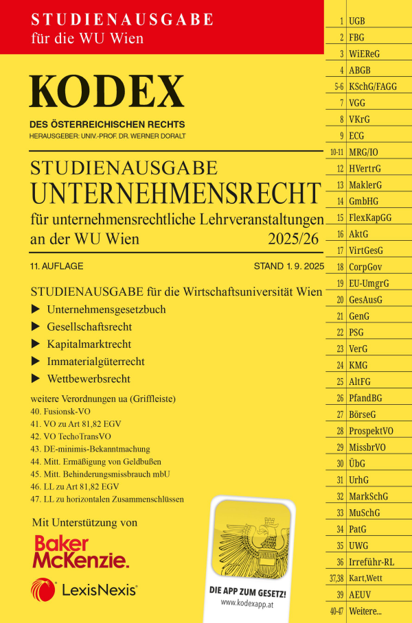 Kodex Unternehmensrecht Studienausgabe 2025/26