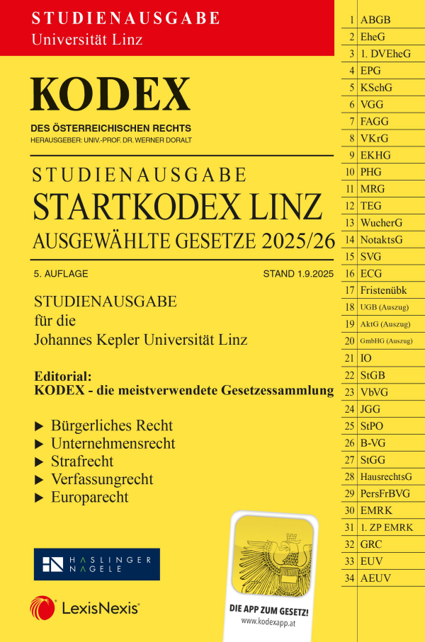 Kodex Startkodex Linz 2025/26 Studienausgabe