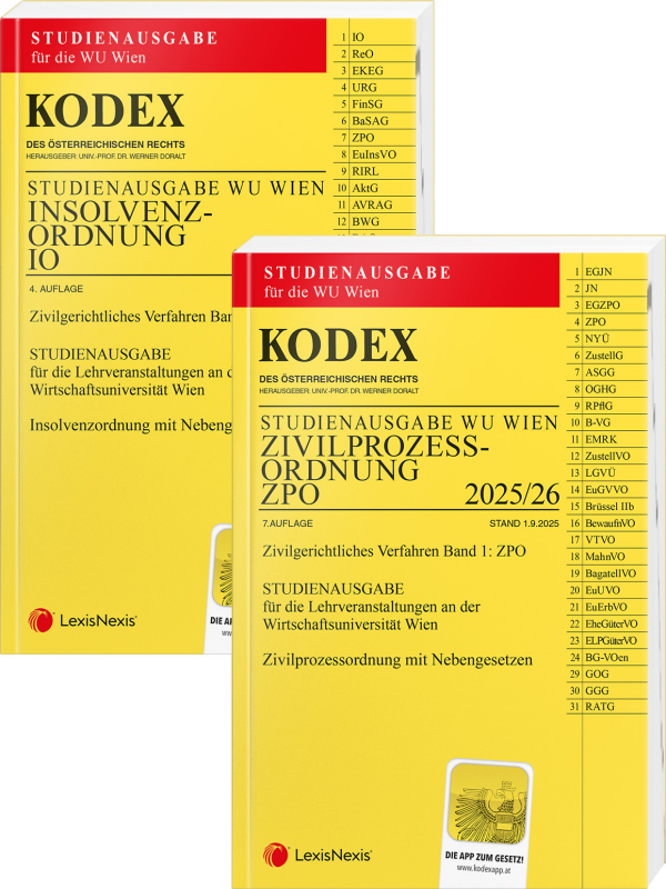 Kodex ZPO IO für die WU 2025/26 Studienausgabe