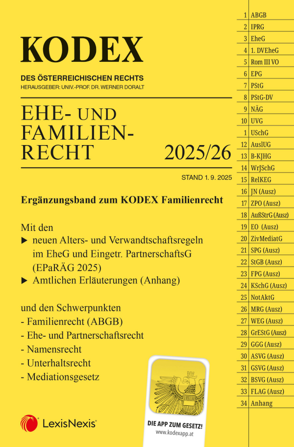 Kodex Ehe- und Familienrecht 2025/26