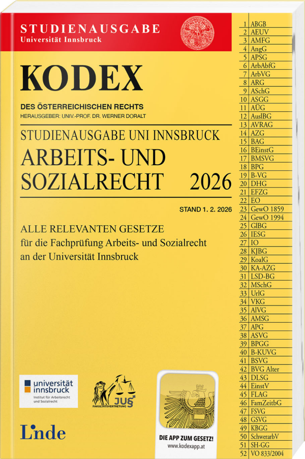 KODEX Studienausgabe Arbeits- und Sozialrecht Innsbruck 2026