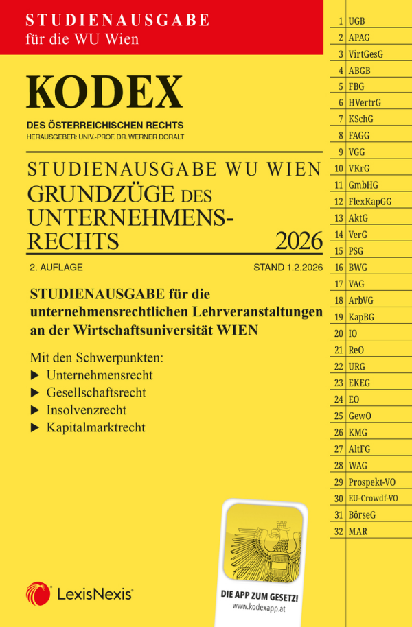 Kodex Grundzüge des Unternehmensrechts für die WU 2026