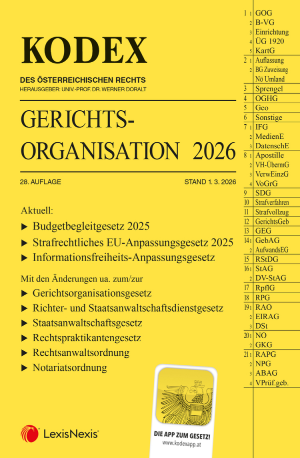Kodex Gerichtsorganisation 2026