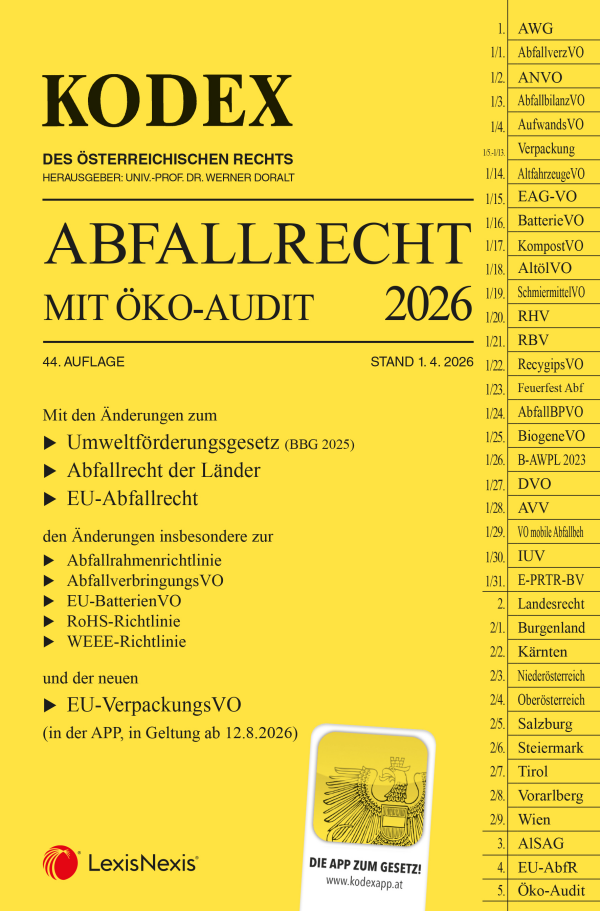 Kodex Abfallrecht und Öko-Audit 2026