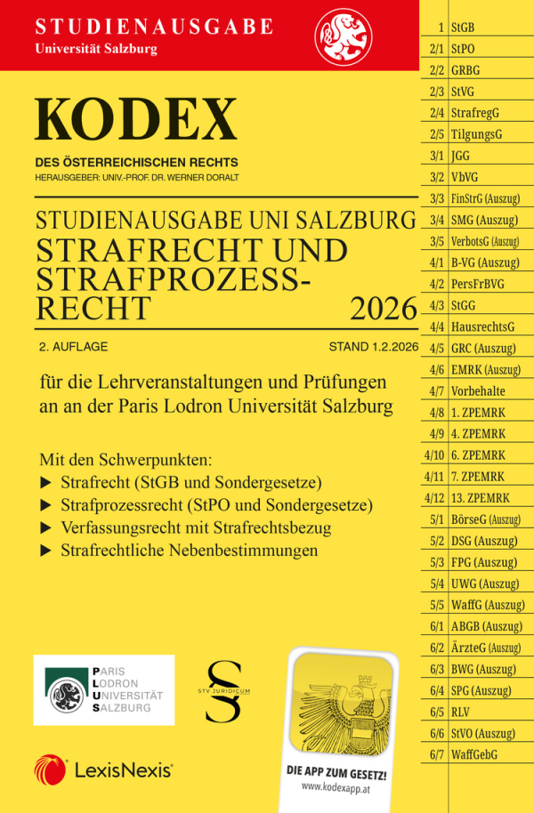 Kodex Strafrecht und Strafprozessrecht (Uni Sbg) 2026