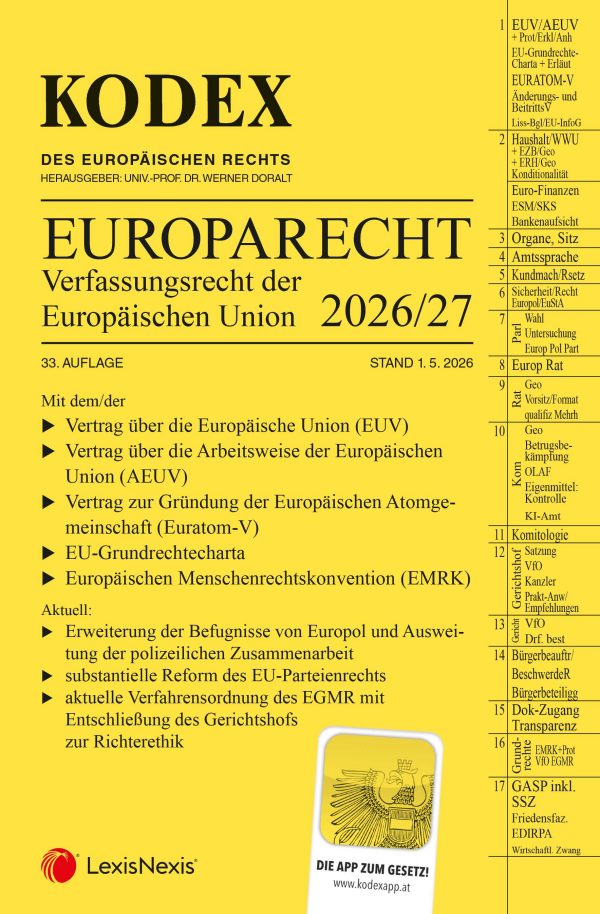 Kodex EU-Verfassungsrecht (Europarecht) 2026/27