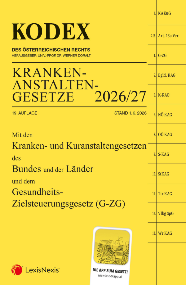 Kodex Krankenanstaltengesetze 2026/27