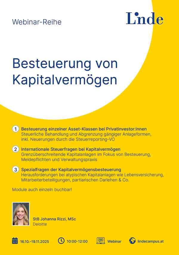 Spezialfragen der Kapitalvermögensbesteuerung