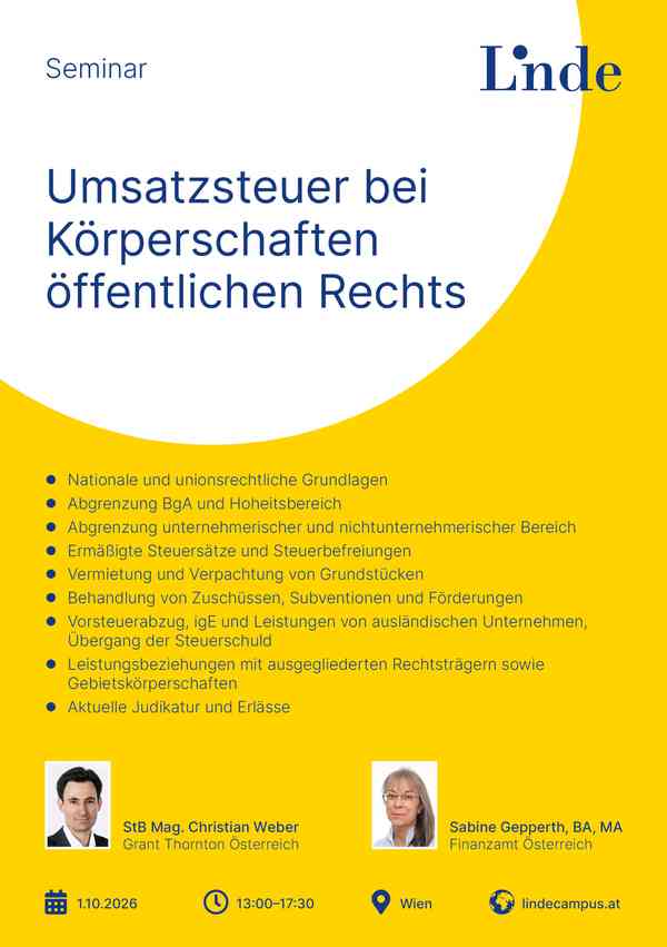 Umsatzsteuer bei Körperschaften des öffentlichen Rechts 