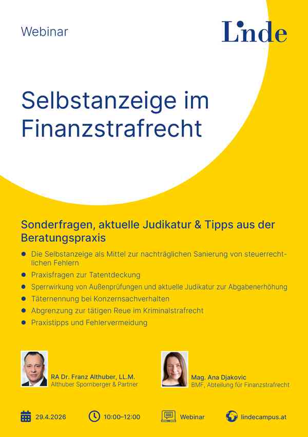 Selbstanzeige im Finanzstrafrecht