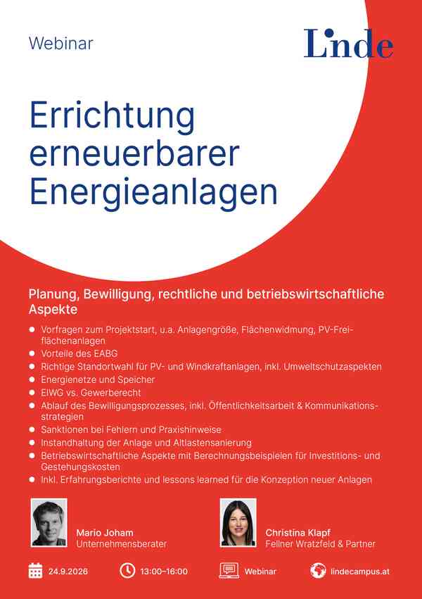Errichtung erneuerbarer Energieanlagen