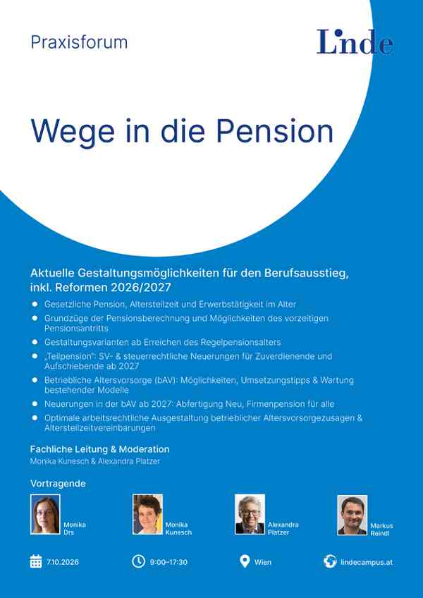 Praxisforum Wege in die Pension