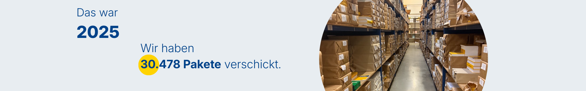 Wir haben 30478 Pakete verschickt.