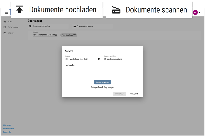 VAT Returns Upload Screen
